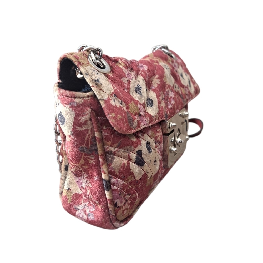Vintage L'’Intervalle Floral Velvet Quilted Shoulder Bag Made in Spain Purse - Picture 3 of 13